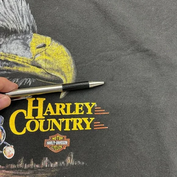 Vintage Harley Davidson Graphic Tee Mens XL Country Eagle Short Sleeve Black - Picture 7 of 10